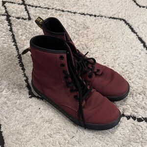dr marten 7 Burgundy High-Top Canvas Boots